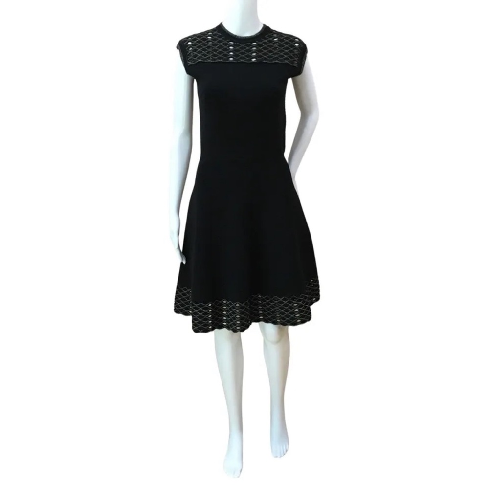 TED BAKER KNITTED A Line DRESS SIZE 2 TBAPPPROXIMATELY Black Metallic Workwear